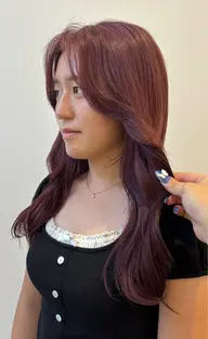 前髪カット+w color+3stepトリートメント🎀