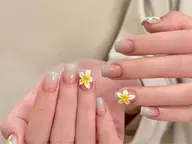 【長さだし10本】カラーグラデーション+手作り3D花ハイビスカス🌺