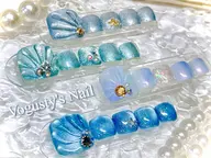 【オフあり】FOOT🏖マーメイドネイル 4種類🐚🤍✨️フットバス込み𓇼𓆡𓆉 ⋆