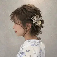 【浴衣におすすめ🌻】ゆるふわハーフアップ🪽〔前髪/顔まわりカット付き✨〕(ショート/ボブ限定)