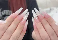 ❤️【チップ10本長さだし】グラデーションネイル➕パーツ2個
