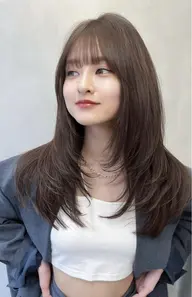 【❣️クチコミ入力の方限定❣️】韓国風レイヤー＋透明感カラー＋システムトリートメント  韓国風 ロング ミディアム