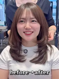 【無料】レイヤーカット+艶トリートメント+仕上げコテ巻きスタイリング🩵