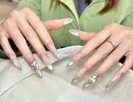 💅チップ長さ出し10本+🧲マグネットワンカラー🩵店内パーツ2個付き💎(自由に選べます♥️)