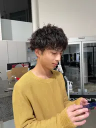 カット+メンズパーマ🌀/清潔感と動きのあるナチュラルスタイル