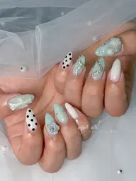(hand)【ミディアムチップ長さだし・ベーシック】〈人気No.1️⃣✨〉しっかりアート150分⚠️オフ代別途