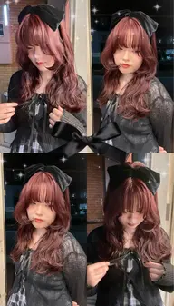 ブリーチなしダブルケアカラー+オリジナルトリートメント+前髪.顔周りカット👙