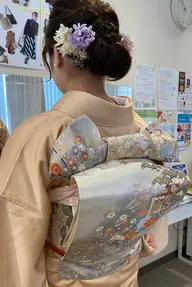 小紋(名古屋帯むすび)【別途料金:ヘアセット3,300、メイク1,100円】
