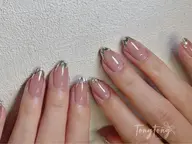 ✨チップ長さだし|ガラスフレンチ*ミラー・オーロラ対応