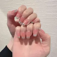 🎀SNS人気No1 ガラスフレンチ/ミナ-フレンチ+2個パーツ(10日以内直し無料)