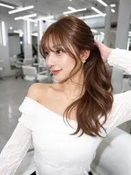【8月SpecialクーポンSP付✨】お顔周りカット➕天使の艶カラー➕AYUNCHE外部補修TR+Aujuaシャンプー付