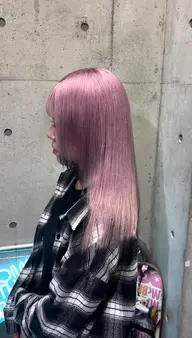 【ブリーチ×ブリーチ縮毛フルコース】カエフェクトブリーチリタッチ₊酸性ストレート₊カラー₊オリジナル髪質改善処理