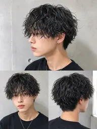 【平日限定】🌊 波巻きパーマ+メンズカット+✨うるツヤトリートメント✨