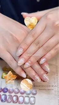 [自爪ハンドネイル💅] マーブルアート10本まで、持ち込みデザインOKです。]オフ別料金です。
