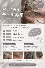 🤍【月・水・木限定】グレイカラーモデル募集✨5stepトリートメント付き!