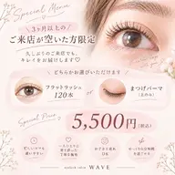 パーマorフラット120本(3ヶ月以上空いてのご来店の方限定)