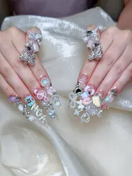 💎ジェルチップ長さ出し10本💎✨10本全てパーツ盛り放題✨🎀大小ストーン・パーツ何個でもOK🎀