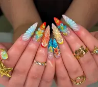 🉐3D花系デザイン(4本)💅10本長さだし🉐やり放題120分、手作りデザイン🌷🌸