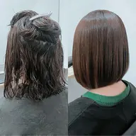 【同時施術|縮毛矯正+ヘアマニキュア】+カット+高濃度TR付|白髪も頭皮も刺激ゼロ|1日で白髪と髪質の悩みを整える。