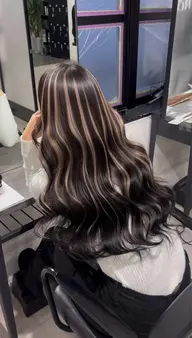 ヘアカラー+ハイライト高級エクステ30枚