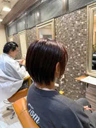 【学生限定】透明感ワンカラー+前髪・顔まわりせカットor刈り上げカット【ワインレッド、暖色】
