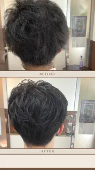 メンズカット+ヘアチューニング(髪質改善、ボリュームダウン、)アイロンを使わずに自然な仕上がりに!