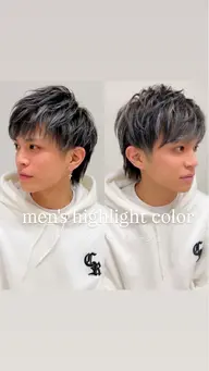 🤍🍼ケアハイライトカラー➕カット【ブリーチ2回以上必須/ケアブリーチ/透明感カラー/メンズカット】