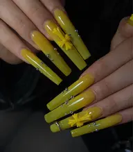 ハンド オフあり💚長さだし(MAX長さ)ワンカラーラメパーツ2個付け