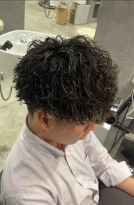 メンズカット+波巻きスパイラルパーマ