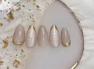 【オフなし】上品華やか♥シャンパンゴールド定額ネイル