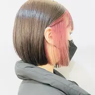 似合わせショートカット・ボブ＋インナーカラー・イヤリングカラー🌈シルクトリートメント✨ ミニモ学割◎