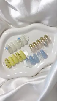 【オフ無】June nail🩵✨