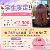 【🍉学生限定‼️学校始まる前に暗く戻そう作戦!!!!🏖】 ブリーチ1回+オンカラー⚠️必読補足説明⚠️