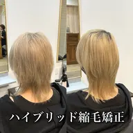 《通常料金》ブリーチ毛も可能💫ハイブリッド酸性縮毛矯正+カット+グランドリンケージ3stepトリートメント