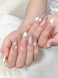【練習モデル】長さだし10本込み★韓国風フレンチ×肉球ネイル ¥6,500