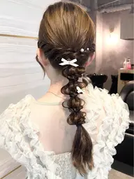 結婚式/お呼ばれ  ヘアセット🎀🎶編みおろし、ハーフアップ、アップスタイル🍨🪄