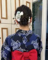 💛浴衣着付け+ヘアセット✺⋆*💛(作り帯-¥1,100)