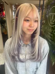 ダブルカラー ブリーチあり透明感艶ダブルカラー(暖色寒色系)
