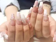 【オフ込み】チップ長さ出し10本+持ち込みアート🧡