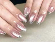 チークのガラス/ミラー/フラッシュのフレンチネイル🎀