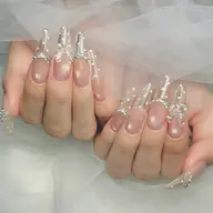 【アクリルスカルプ】(長さ出し)*シンプル*アート&パーツ盛り放題