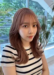 韓国風レイヤーカット + ブリーチなしダブルカラー + トリートメント