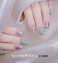 ハンド【自爪🌟シンプル】ワンカラー6本+フラッシュネイル4本￥3,500