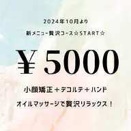 贅沢コース (リフトアップ小顔調整、デコルテ、ハンドマッサージ)