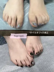 「フット」ワンカラー/ラメ/マグネット+チップ長さ出し(足の甲が欠けたところのみ) オフ込み