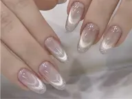 指先キラキラ★ダブルフレンチネイル