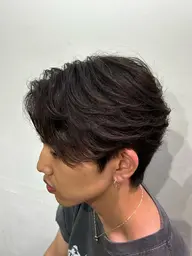 フェザーパーマ×センターパート