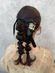 👗編みおろしヘア👗.*・゚ふわっと可愛く、華やかな特別感のあるスタイル.*・゚