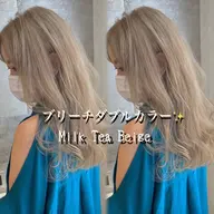 【髪の毛明るくしたい人‼️】🫧透明感たっぷりケアブリーチカラー➕艶感たっぷりケアトリートメント🩵