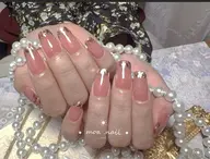 🌼handネイル🌼フレンチ、ガラスフレンチネイル🌈
